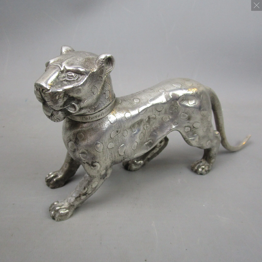 Super rare sterling silver Coronation Leopard, through to a ginger beer bottle
