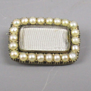 15ct Gold Seed Pearl Mourning Brooch Pin Antique Georgian
