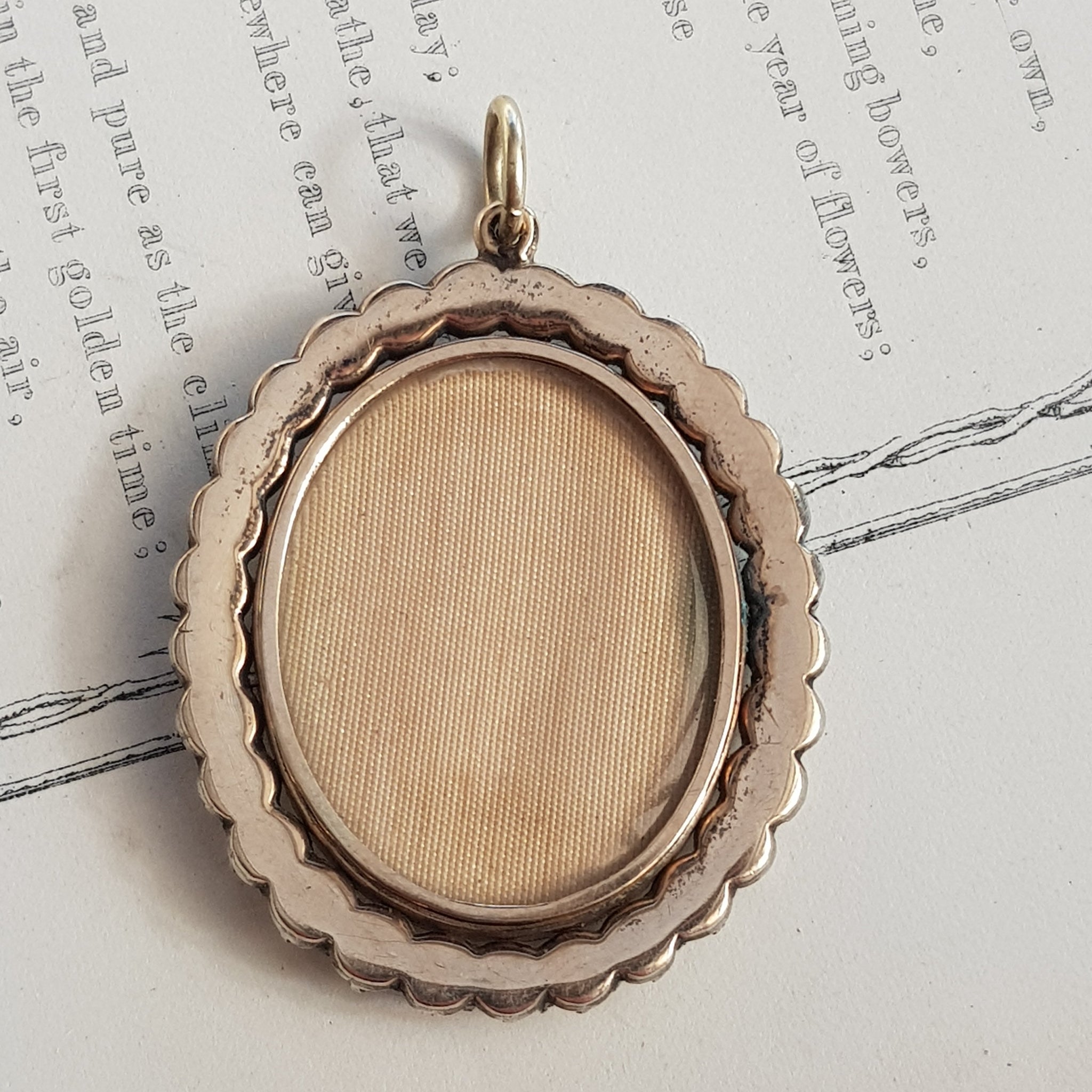 9k Rose Gold White Paste Pave Set Double Glazed Locket Antique Victorian circa 1870's