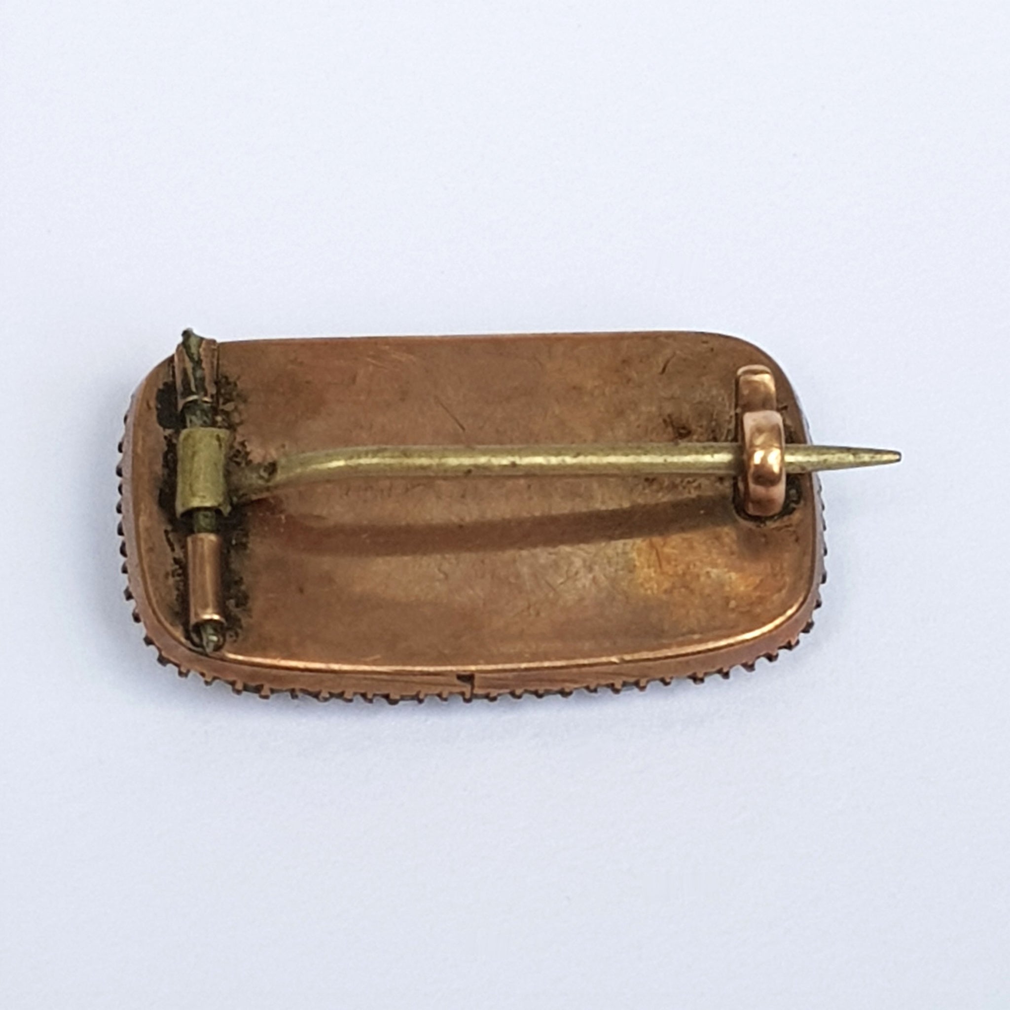 9k Gold Pearl Mourning Brooch With Woven Hair Memento Mori Antique Georgian circa 1810