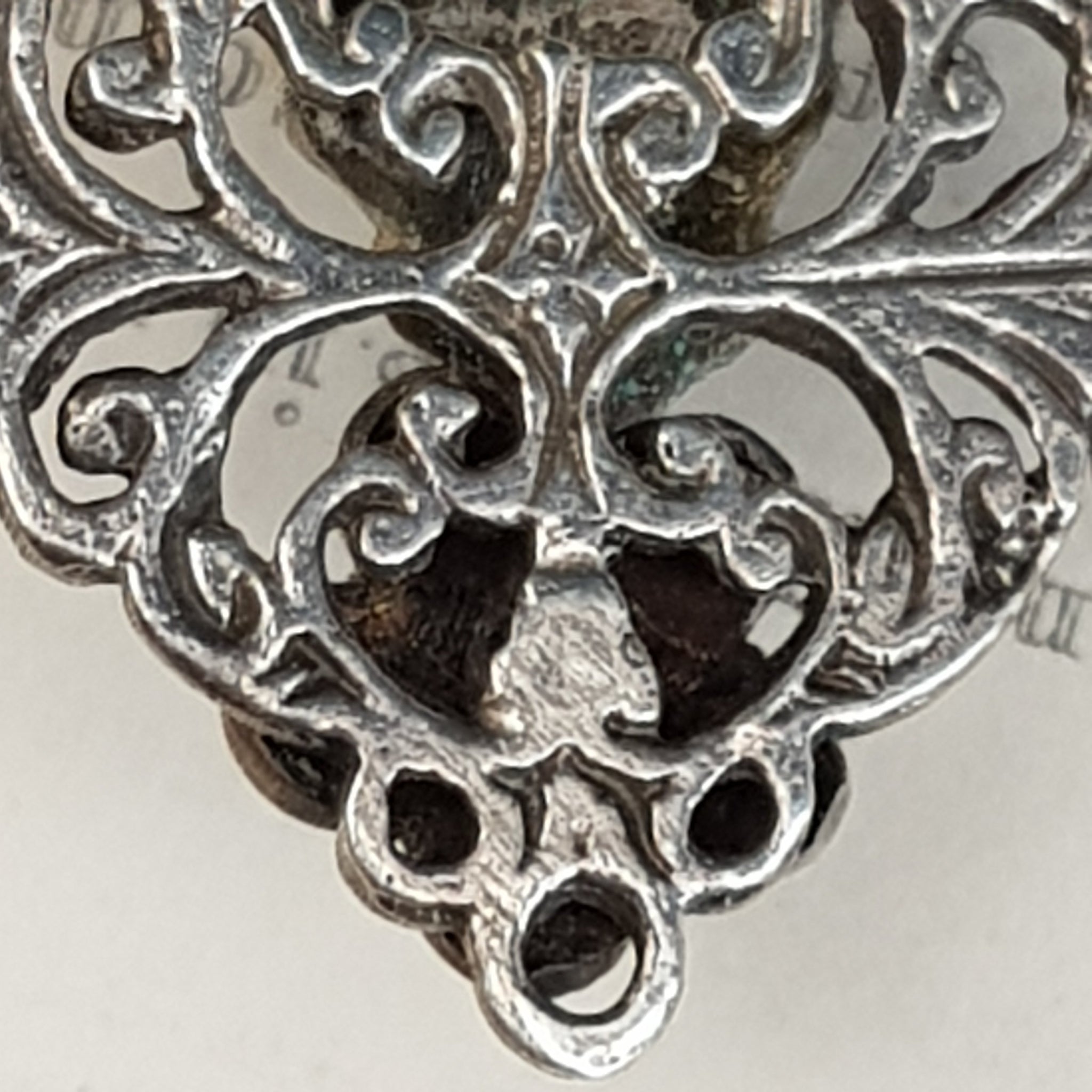 Austro Hungarian Silver Gem Stone Pearl Set Herald Angel Brooch Antique c1890