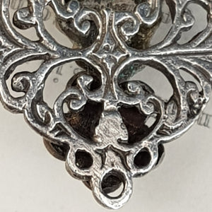 Austro Hungarian Silver Gem Stone Pearl Set Herald Angel Brooch Antique c1890