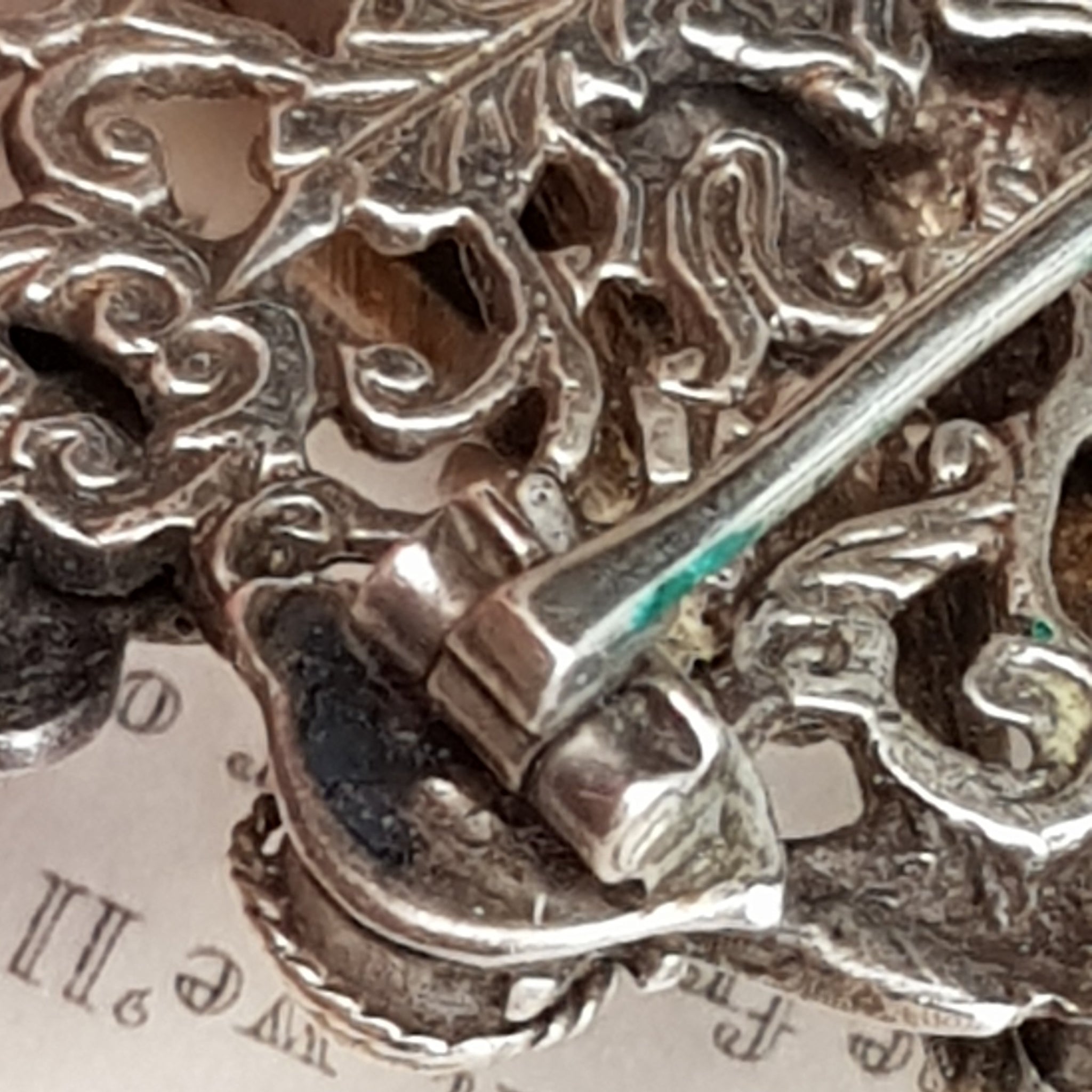 Austro Hungarian Silver Gem Stone Pearl Set Herald Angel Brooch Antique c1890