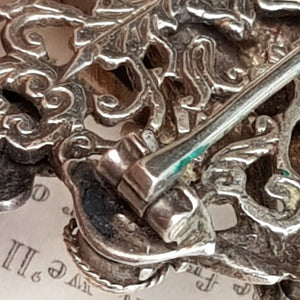 Austro Hungarian Silver Gem Stone Pearl Set Herald Angel Brooch Antique c1890