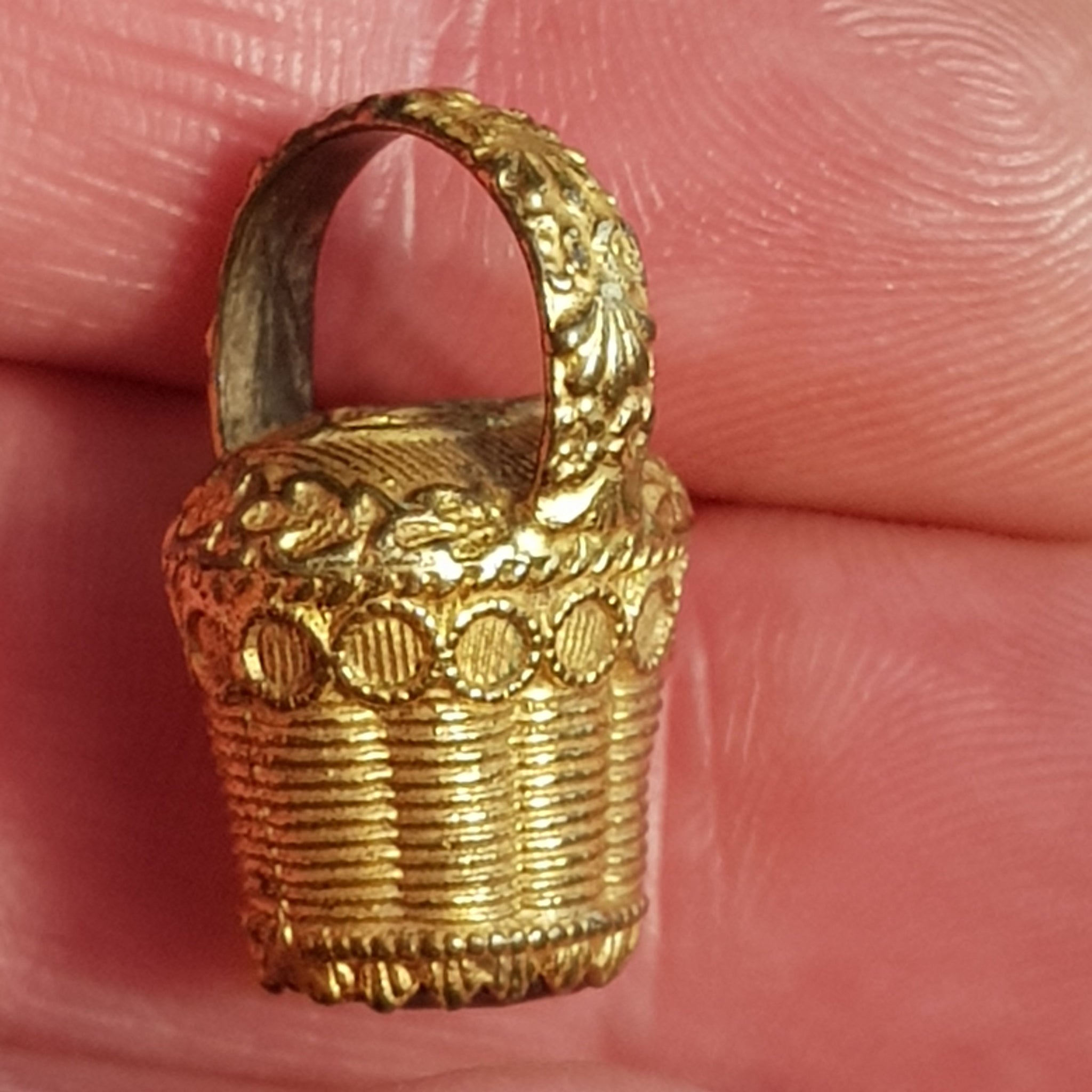 14k Gold Cairngorm Citrine Set Oak Leaf Decorated Miniature Egg Basket Fob Pendant Seal Antique Georgian circa 1820's