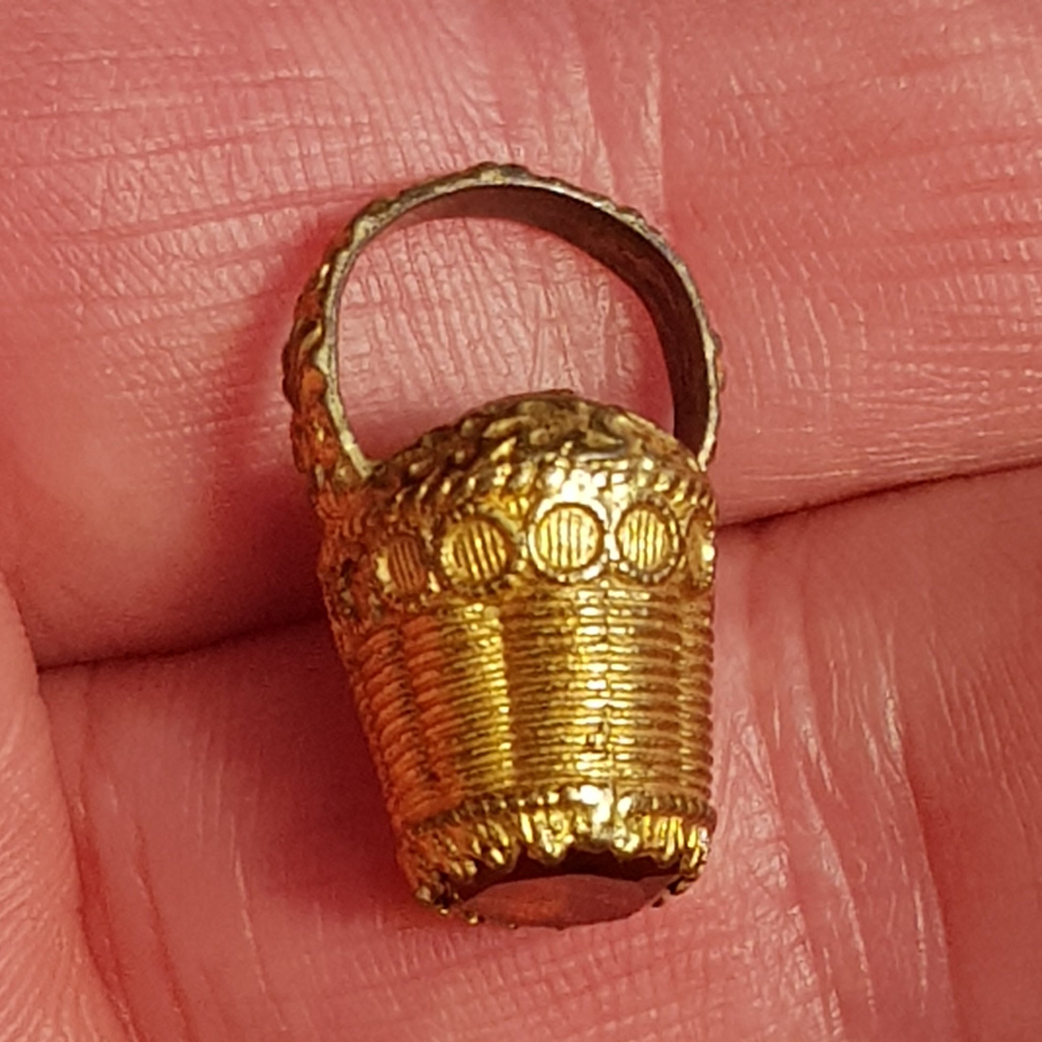 14k Gold Cairngorm Citrine Set Oak Leaf Decorated Miniature Egg Basket Fob Pendant Seal Antique Georgian circa 1820's