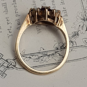 9ct Gold Amethyst & Pearl Daisy Ring Size U.K N Antique Birmingham circa 1889