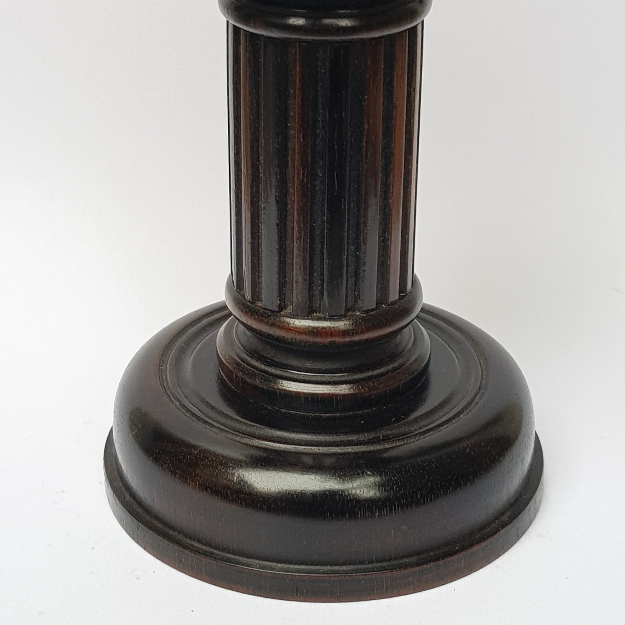 Carved Ebony Key Wound And Set Fluted Column Portal Style Mantle Clock Antique Circa 1920's