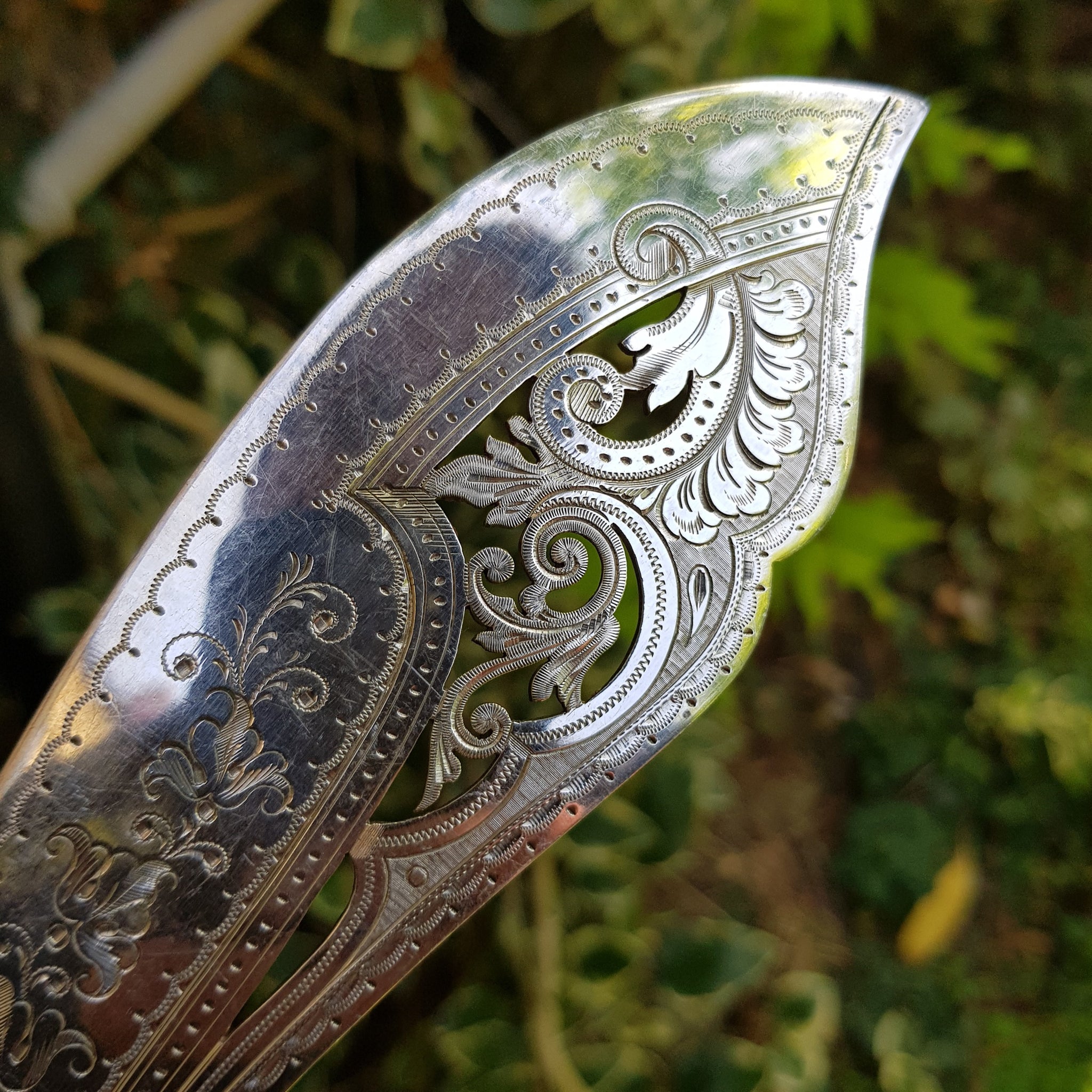 Ornate Pair Of Deer Antler Handled Silver Plate Mounted Fish Servers Antique Victorian Circa 1890