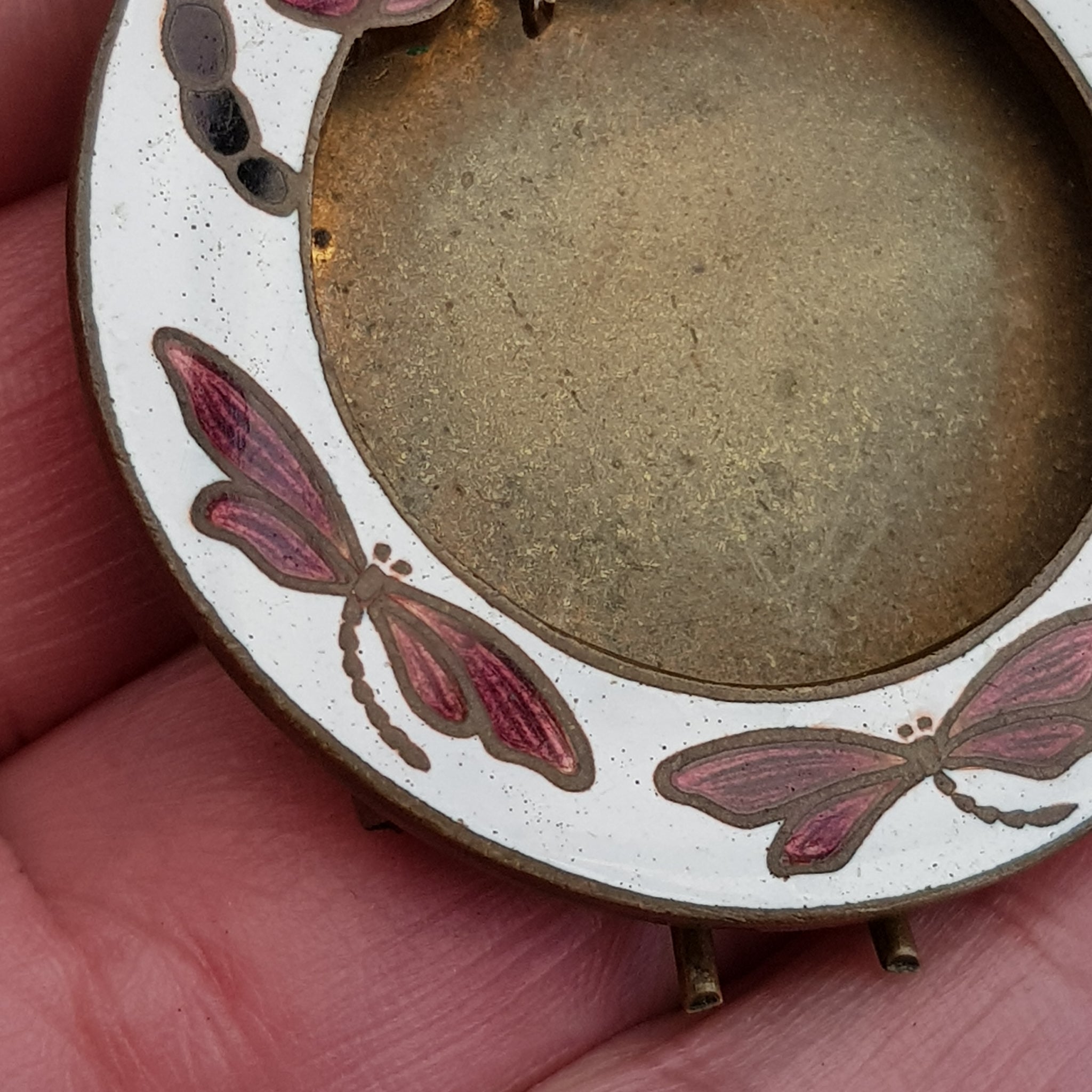 Enamel Dragonfly Decorated Miniature Sweetheart Photo Frame Antique Art Nouveau circa 1910