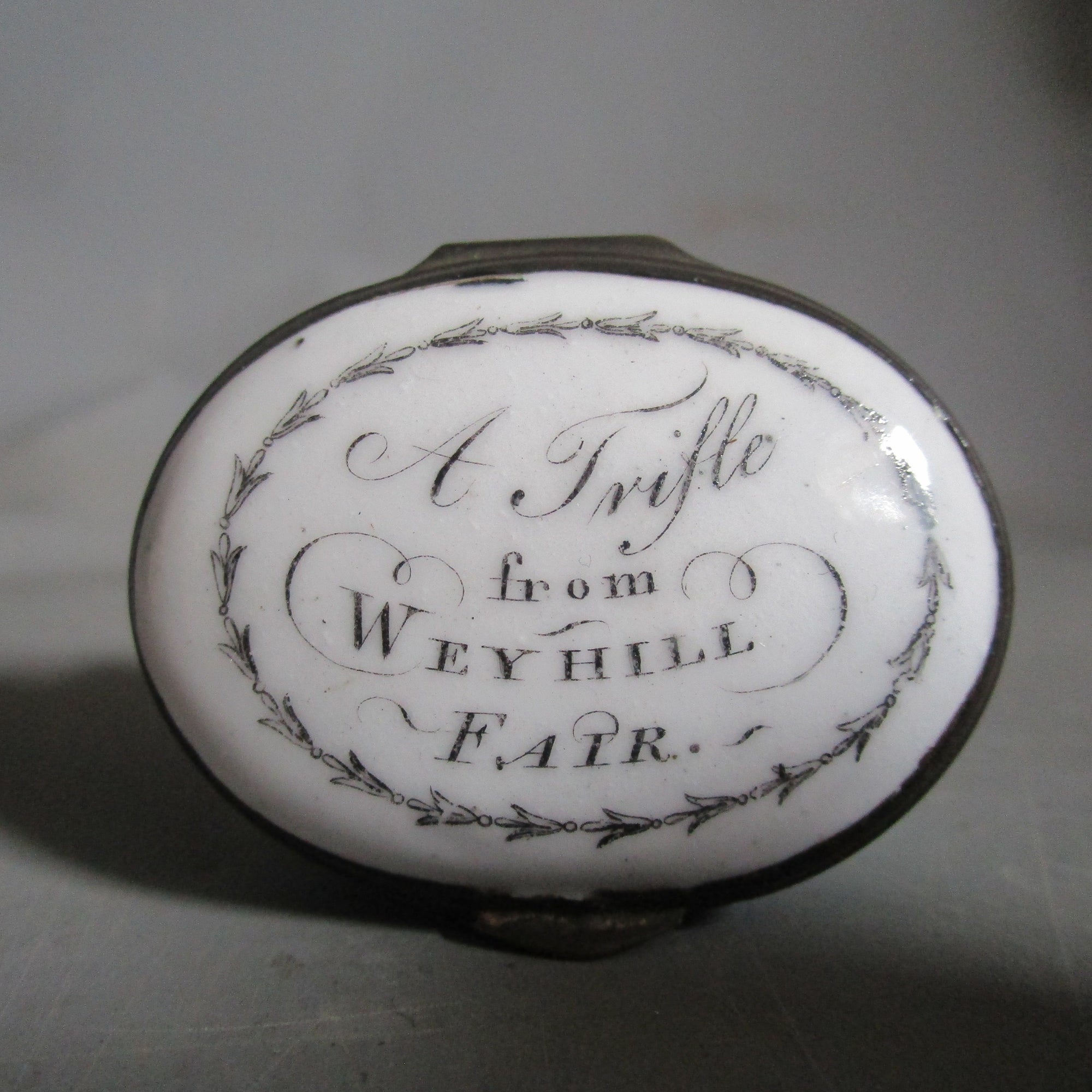A Trifle From Weyhill Fair Green Enamel Patch Box Antique Georgian c1840