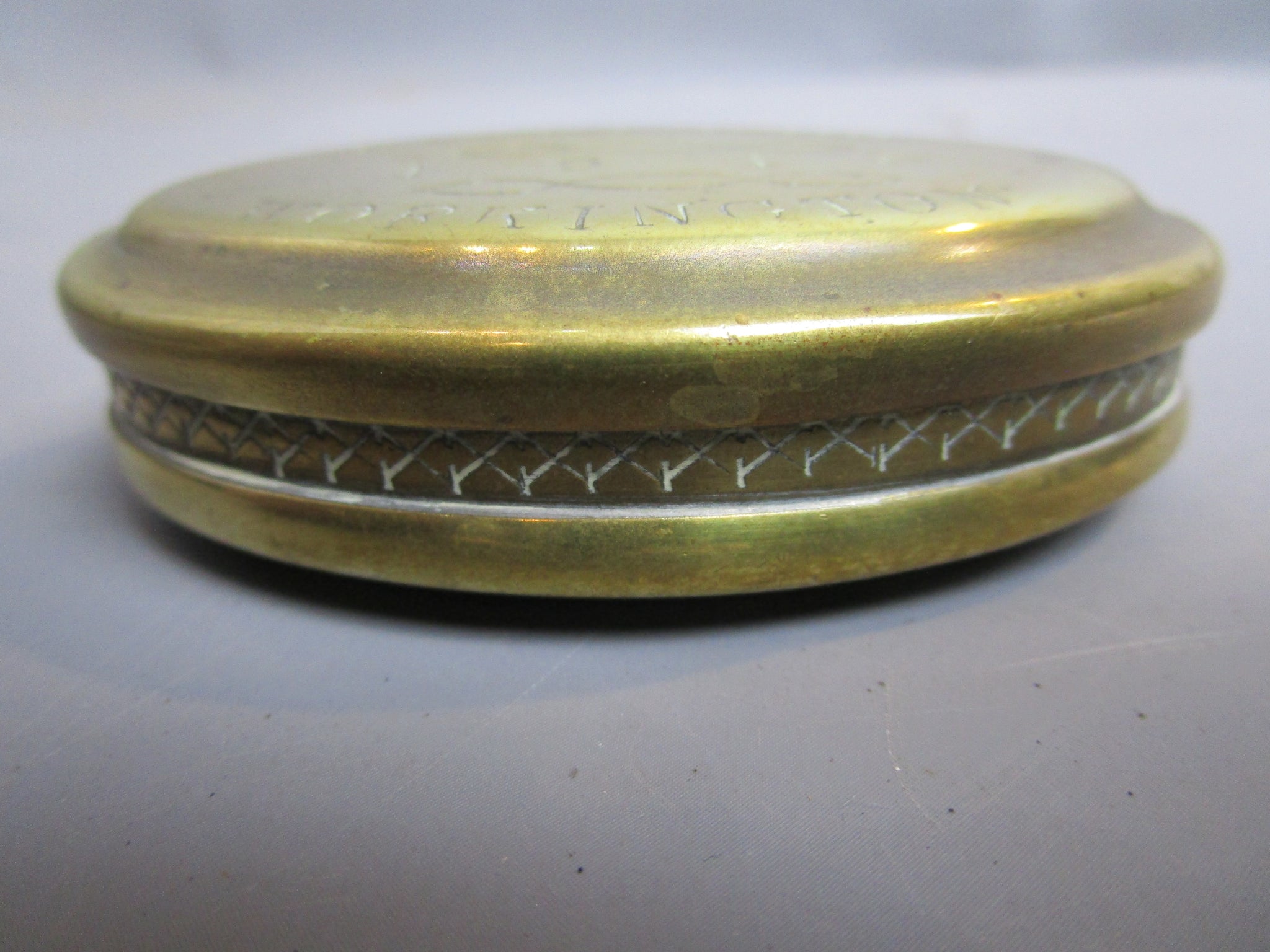 Brass Miners Snuff Box Antique Edwardian Workington 1910