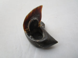 Carved Horn Duck Snuff Box Antique Victorian c1880