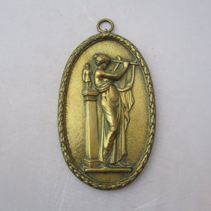 Cast Brass Plaque Of A Neoclassical Lady Antique Victorian c1860
