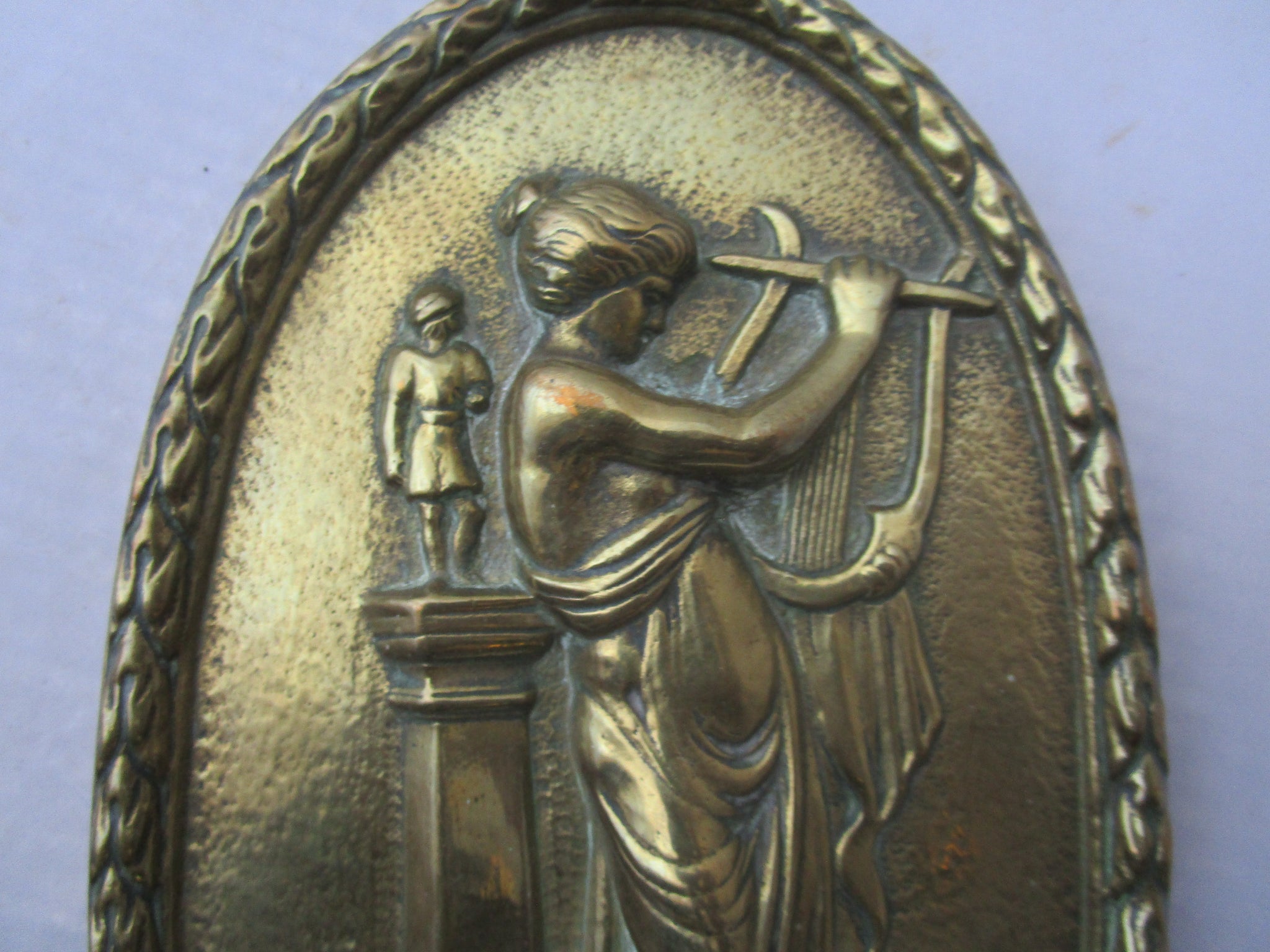 Cast Brass Plaque Of A Neoclassical Lady Antique Victorian c1860