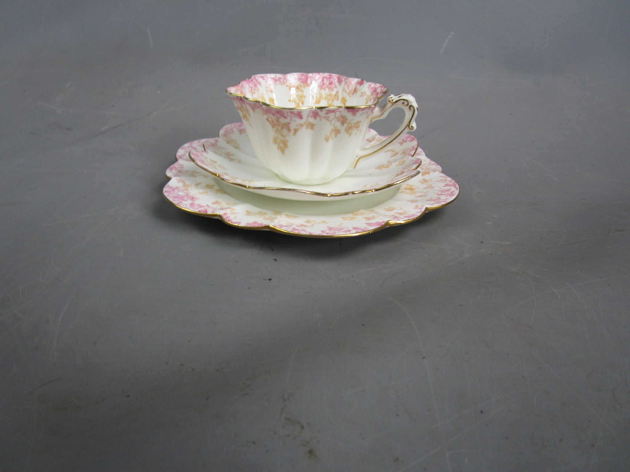 Bone China Charles Wileman Trailing Ivy Trio Antique Victorian c1891