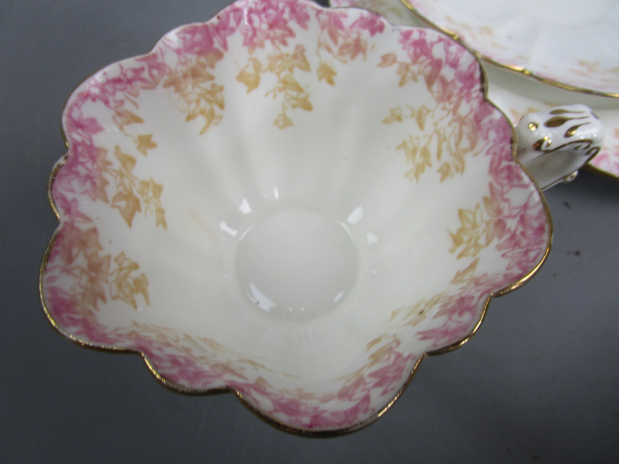 Bone China Charles Wileman Trailing Ivy Trio Antique Victorian c1891