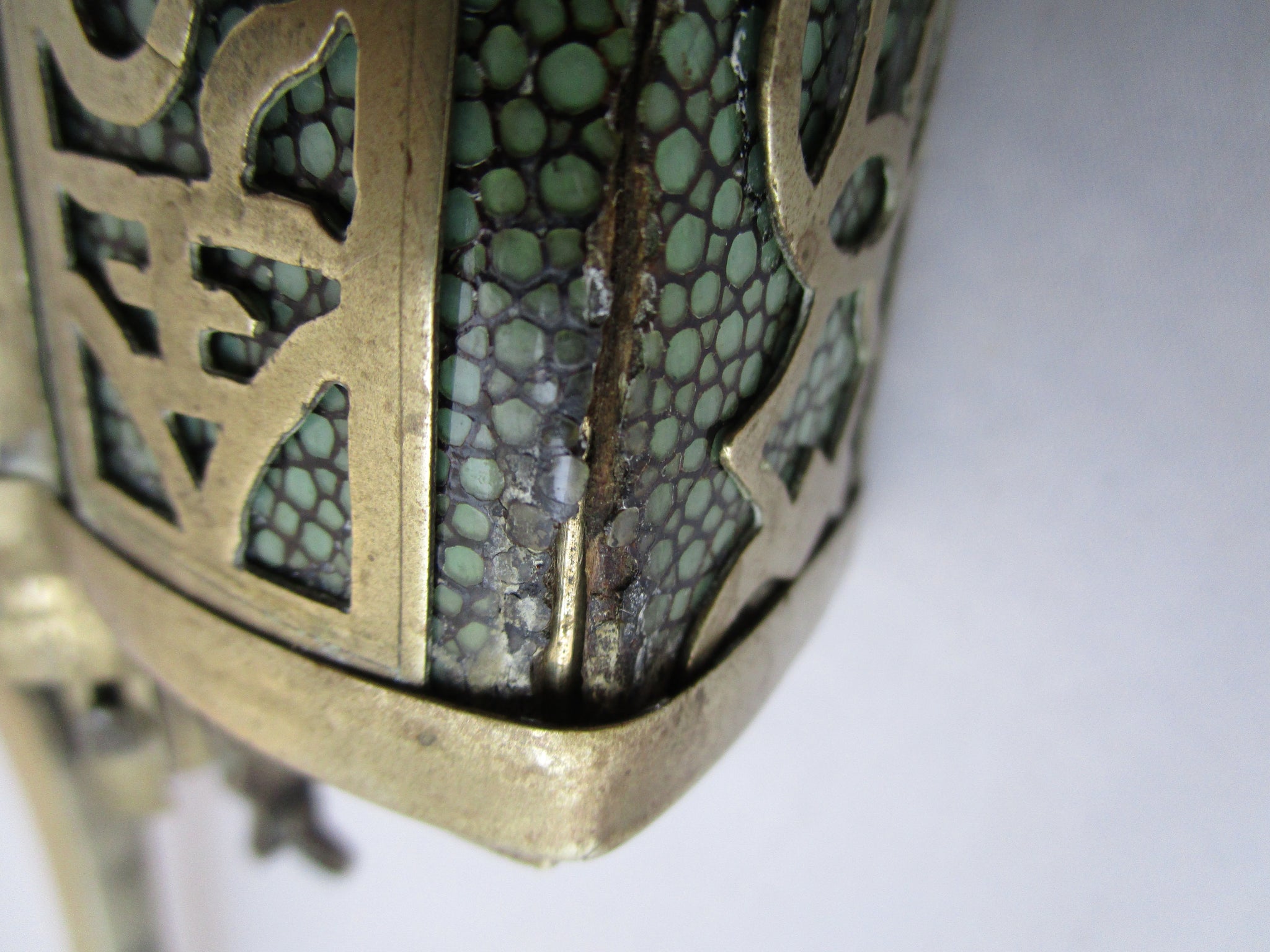Chinese Brass And Shagreen Opium Waterpipe Antique Qing Dynasty c1900