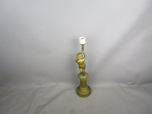 Converted To Electric Gas Cherub Putto Lamp Base Antique Victorian c1890