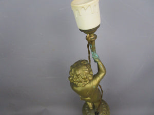Converted To Electric Gas Cherub Putto Lamp Base Antique Victorian c1890