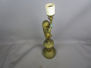 Converted To Electric Gas Cherub Putto Lamp Base Antique Victorian c1890