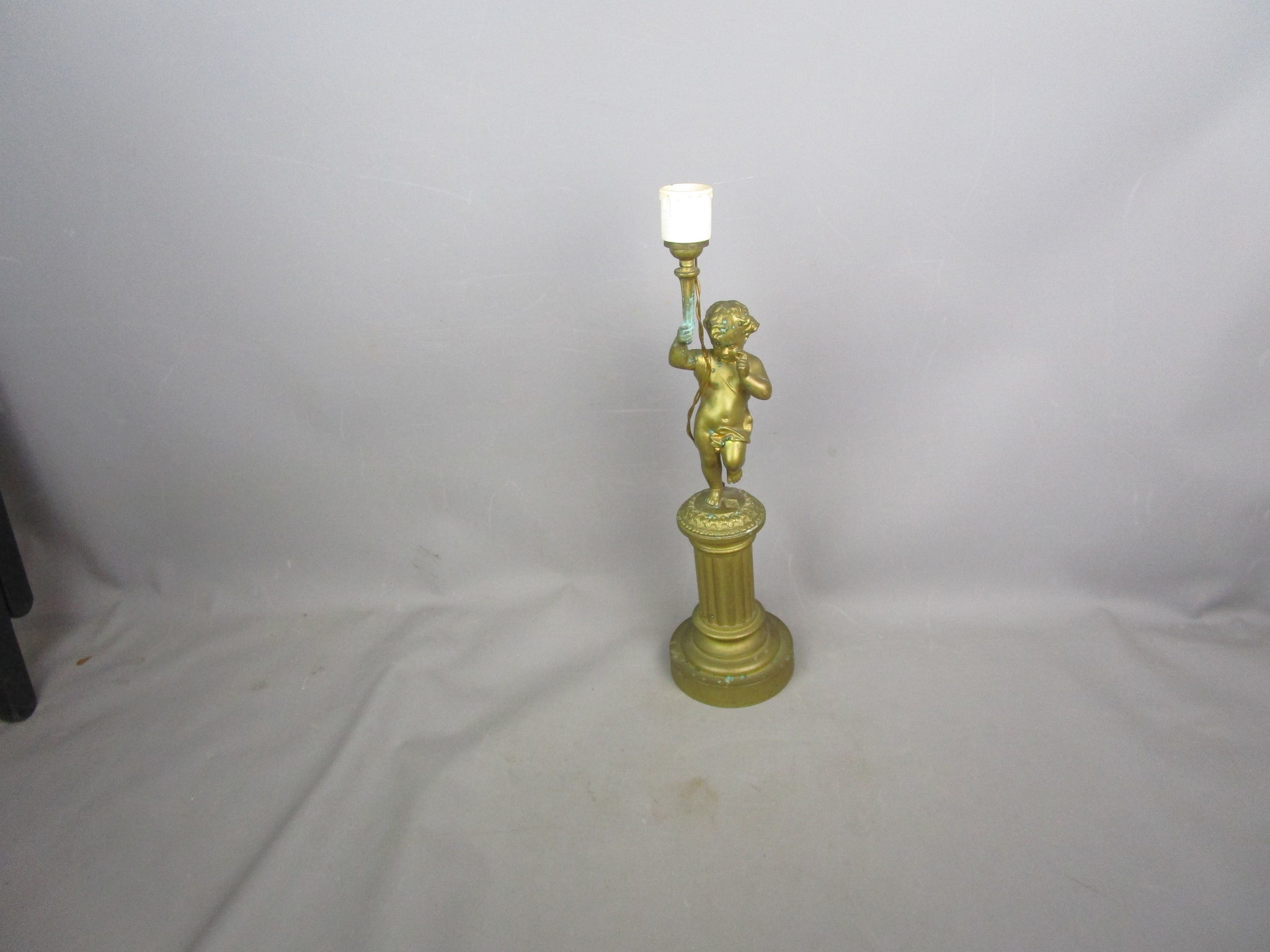 Converted To Electric Gas Cherub Putto Lamp Base Antique Victorian c1890