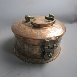 Copper And Brass Indian Spice Box With Contents Antique Edwardian c1910
