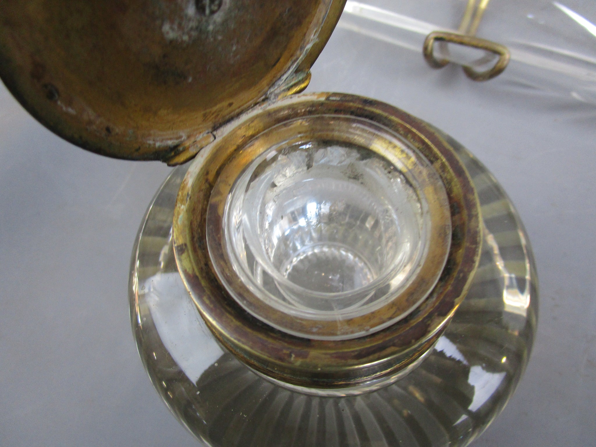 Cut Glass And Antler Ink Stand Antique Victorian c1880