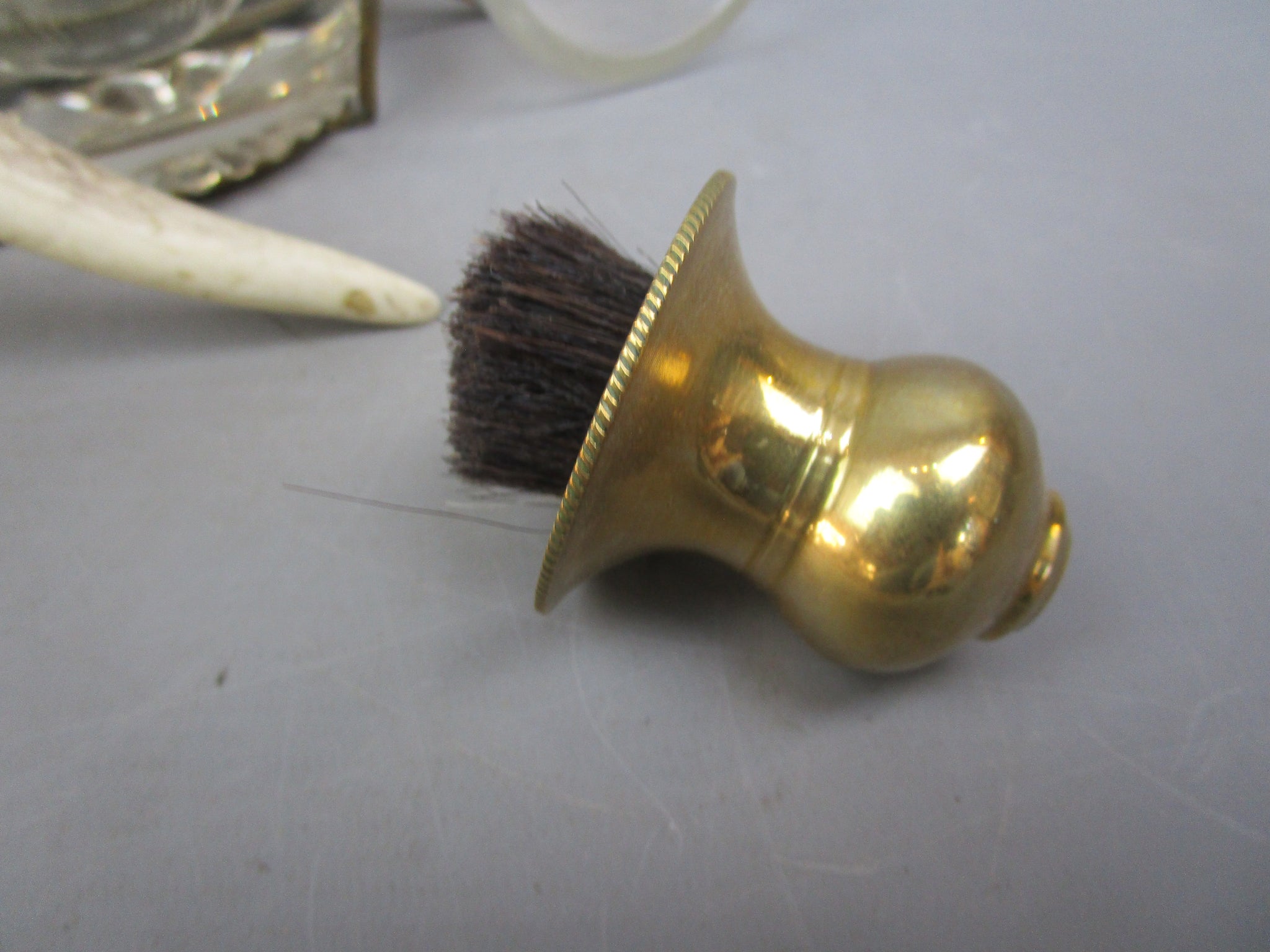Cut Glass And Antler Ink Stand Antique Victorian c1880