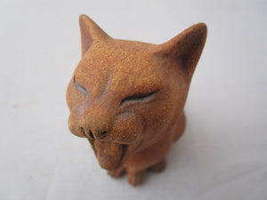 Early Suzie Marsh Pottery Yawning Cat Sculpture Vintage c1990