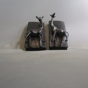 Ebony African Carved Giraffe Bookends Vintage c1970