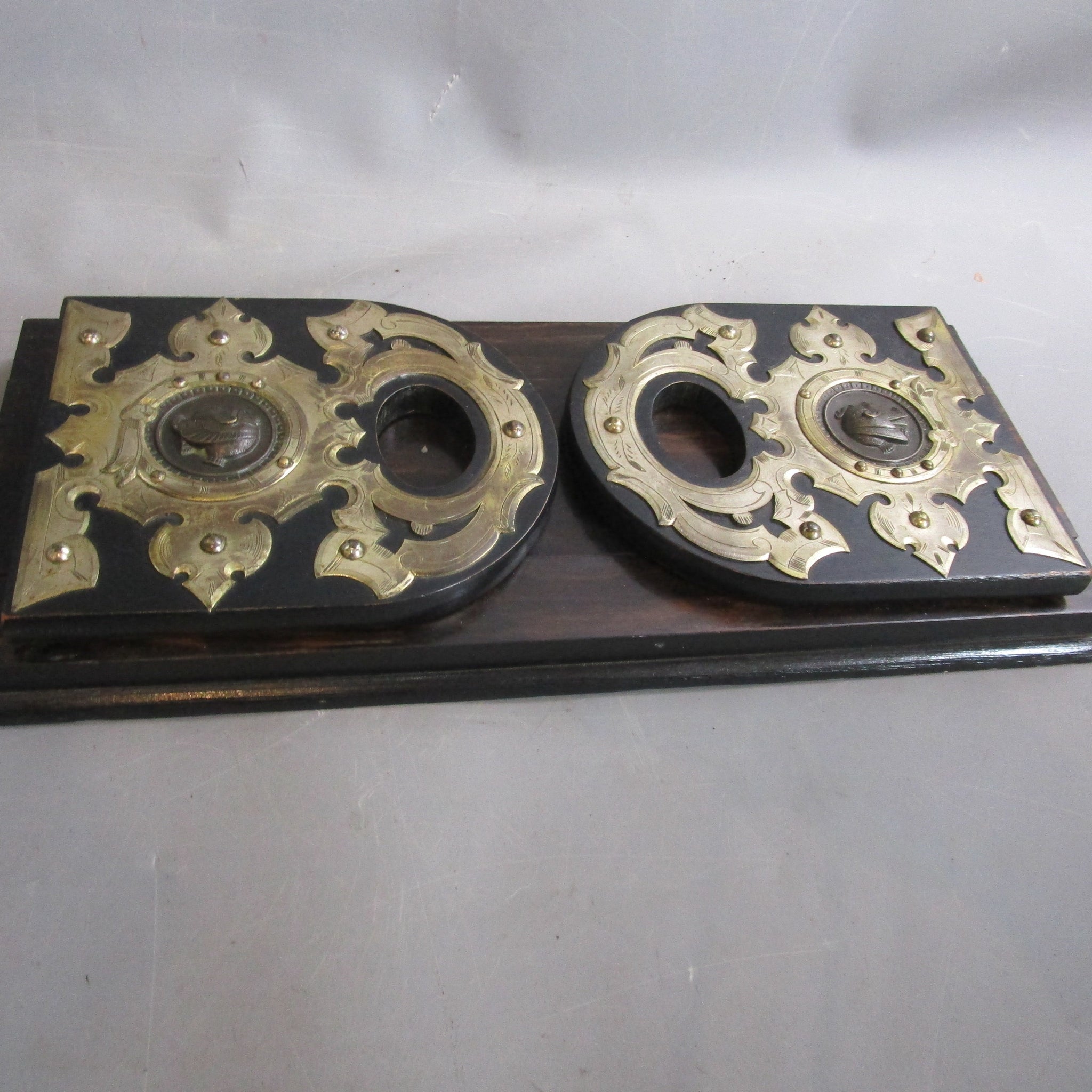Egyptian Revival Coromandel Wood Book Slide Gothic Brass Fittings Antique Victorian 1860