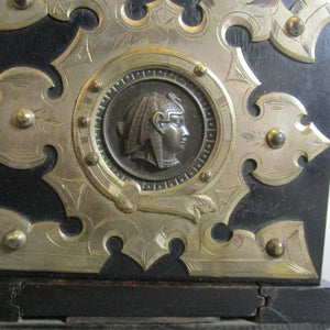 Egyptian Revival Coromandel Wood Book Slide Gothic Brass Fittings Antique Victorian 1860