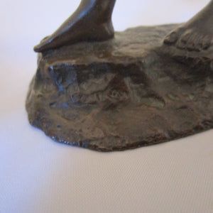A Fine Bronze Figure Of A Young Peasant Boy Holding A Cane Behind His Back Antique Victorian 1880