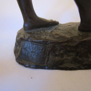 A Fine Bronze Figure Of A Young Peasant Boy Holding A Cane Behind His Back Antique Victorian 1880