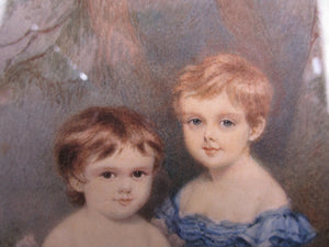 Fine Watercolour Of Two Children Sandford Orcas Manor House Antique Victorian c1840