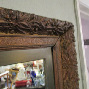 Gilded Oak Leaf Framed Wall Mirror Antique Victorian c1880
