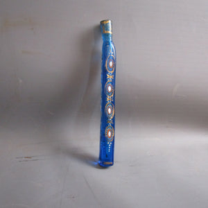 Gypsy Painted Turquoise Glass Witches Tear Lavender Scent Bottle Antique c1810