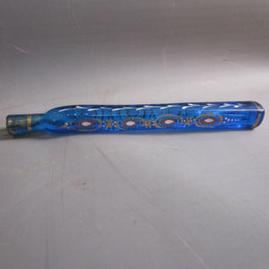 Gypsy Painted Turquoise Glass Witches Tear Lavender Scent Bottle Antique c1810