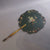 Hand Painted Floral bouquets on green ground Ornately Shaped fixed fan Antique 1870