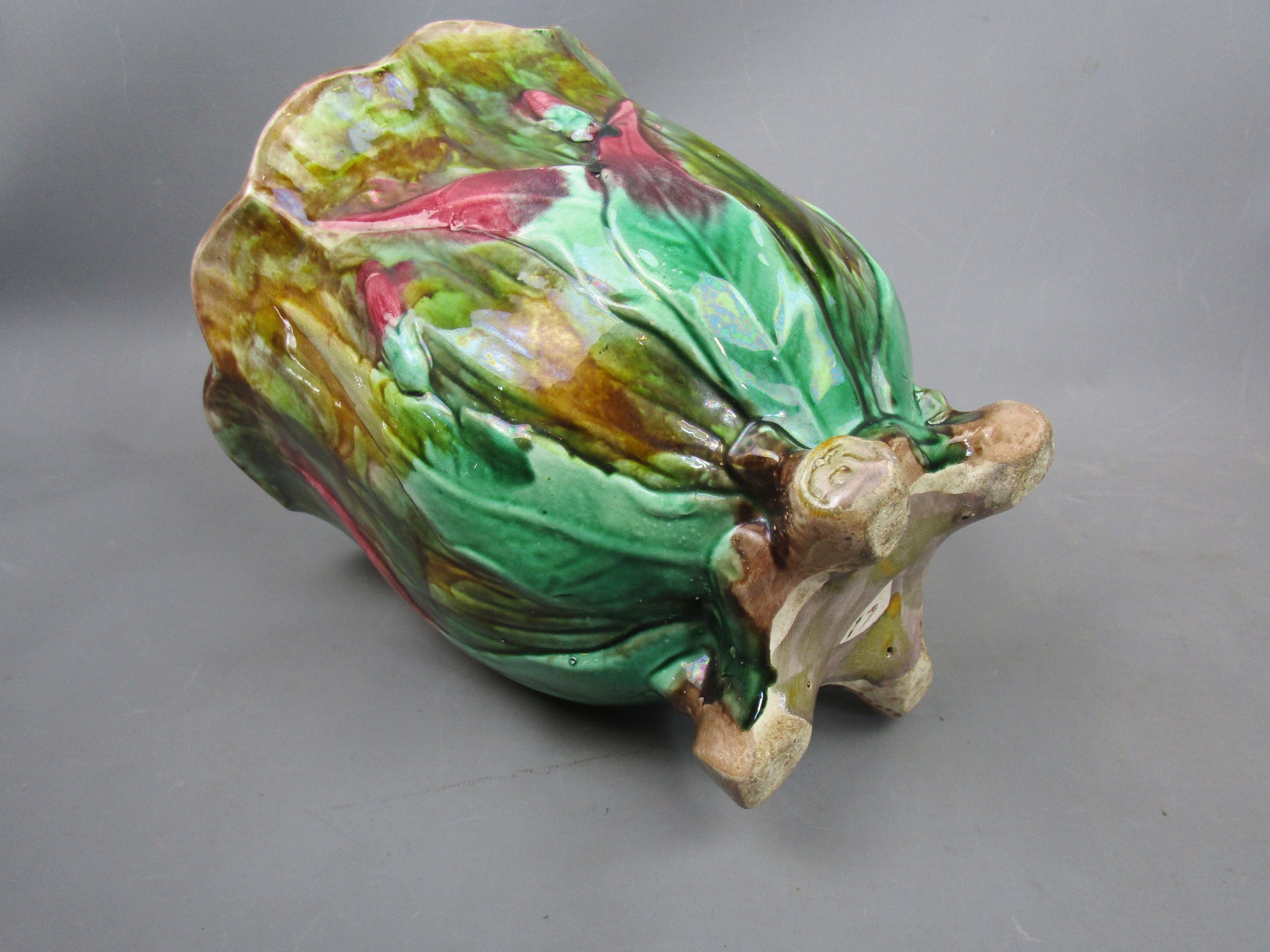 French Art Nouveau Majolica Jardiniere With Floral Design Antique Victorian c1890