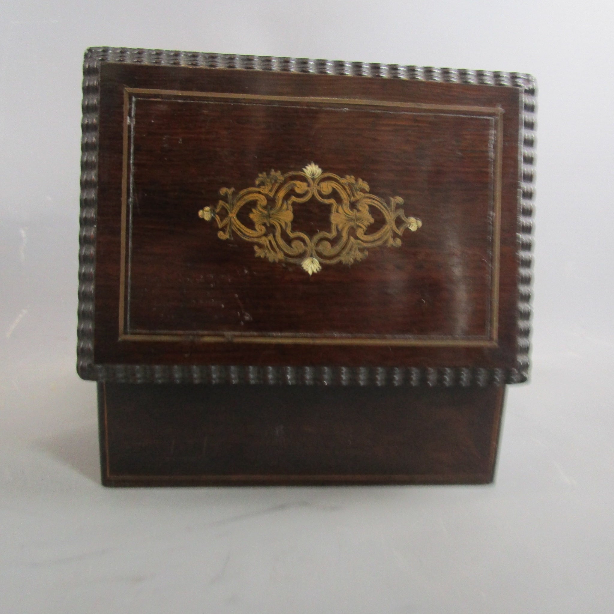Inlaid Rosewood Jewellery Or Sowing Box Antique Victorian c1890