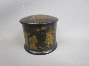 Japanese Papier Mache Box Lidded Pot Antique Victorian c1880