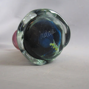 Mdina Flat Top Bottle Art Glass Vase Vintage c1970