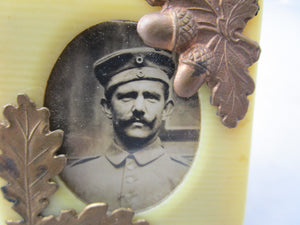 Miniature German Soldier Picture Photo Frame Antique WWI c1918