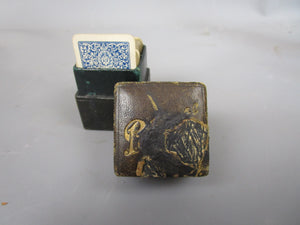 Miniature Playing Card Decks In Leather Box Antique Victorian c1900