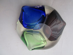 Murano Sommerso Art Glass Tri Colour Ashtray Bowl Vintage Mid Century c1960