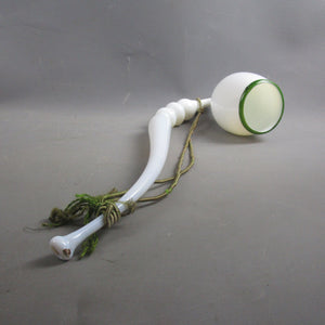 Nailsea Glass Wall Hanging White Opaque Large Pipe Green Lip Antique Victorian c1870