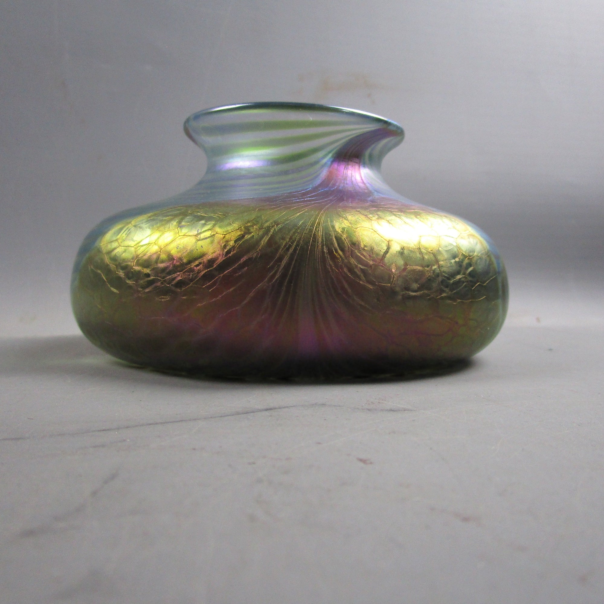 Okra Art Glass By R.P.Golding  Peacock Vase Vintage c1992