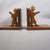 Pair Of Novelty Carved Book Ends Gents Reading Vintage Art Deco 1935